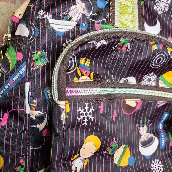 Y2K Harajuku Lovers black snowflake print kawaii duffel shoulder bag purse - Picture 5 of 11